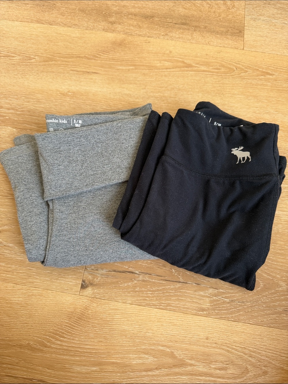Abercrombie Kids Girls Black Flared Active Pants and Gray fold over leggings